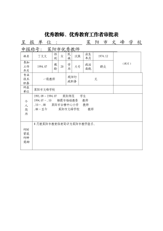 2025年教师教育工作者审批表