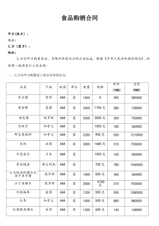 2025年食品购销合同