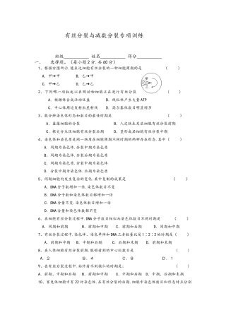 2025年有丝分裂和减数分裂专题训练