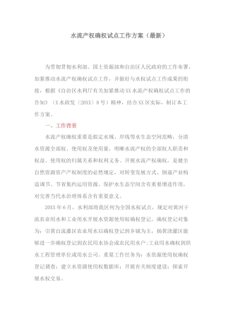 2025年水流产权确权试点工作方案
