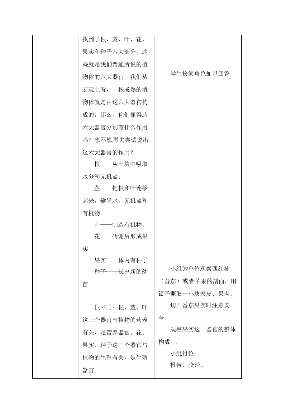 2025年苏教版七年级上册多细胞生物体的组成教案_第3页