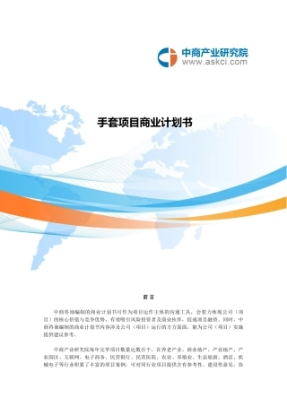 2025年手套项目商业计划书