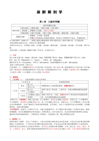 2025年麻醉解剖学考试重点