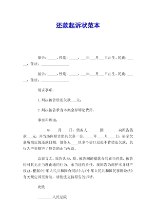 2025年还款起诉状