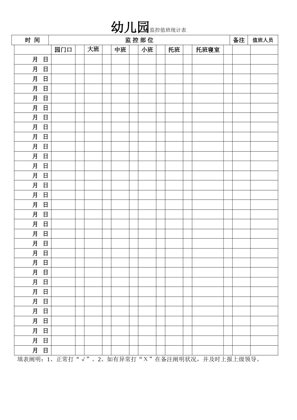 2025年幼儿园监控值班记录表_第1页