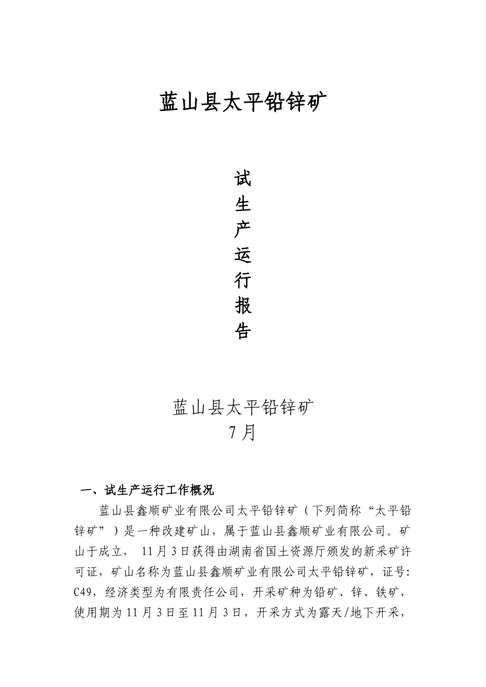 2025年试生产运行报告_第1页