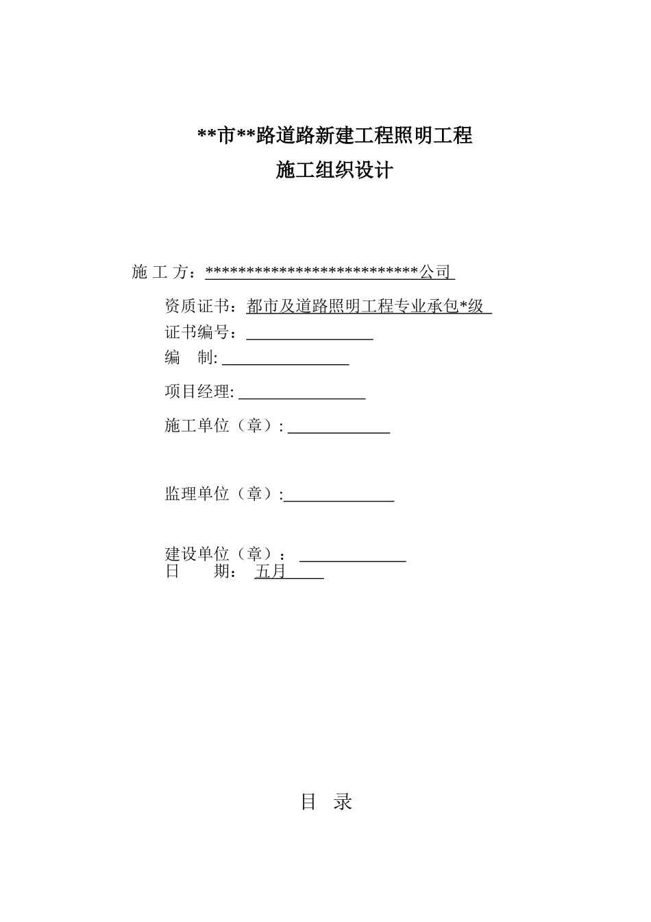 2025年市政路灯项目施工计划组织_第1页