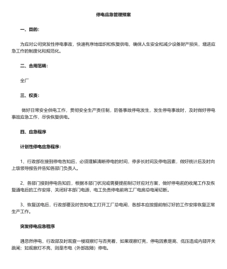 2025年工厂停电应急预案