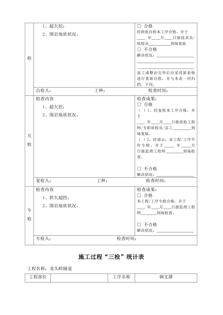 2025年项目工程质量三检制度及检查表格全解_第2页
