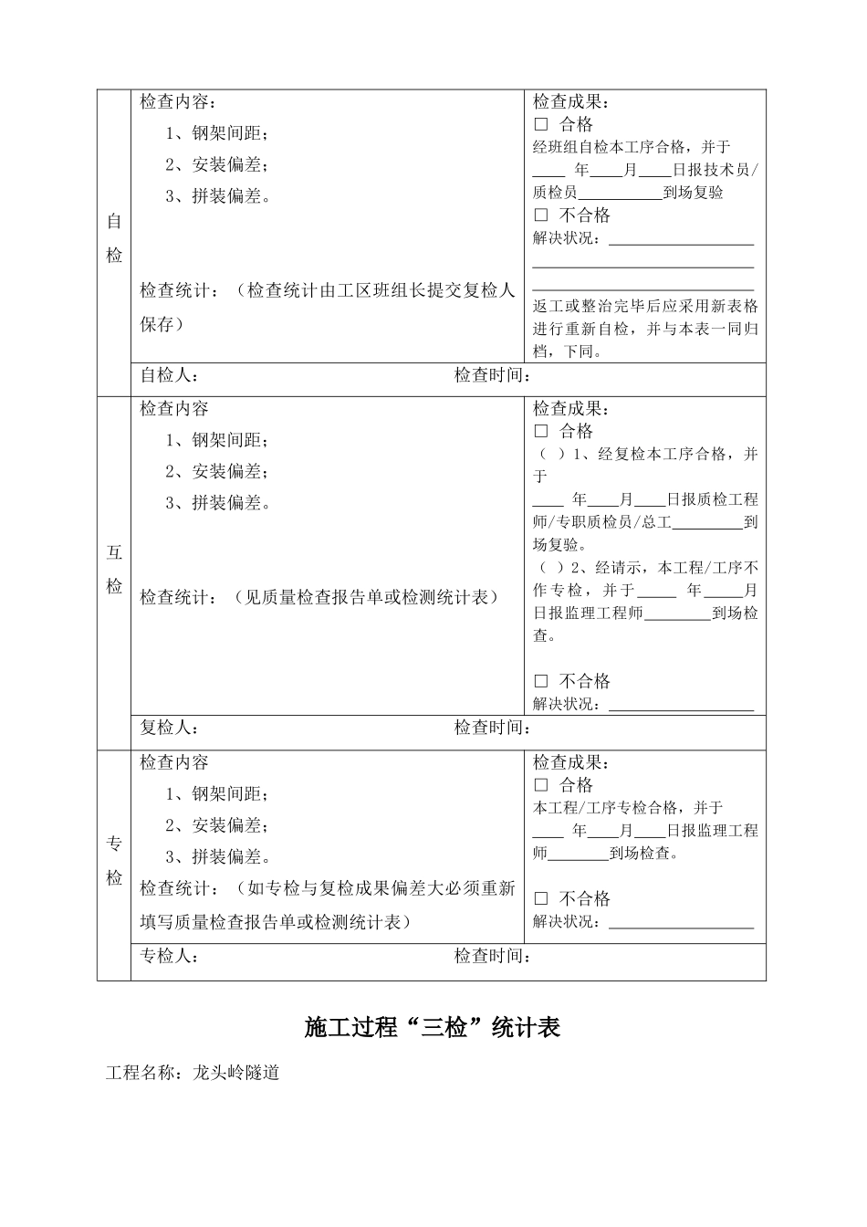 2025年项目工程质量三检制度及检查表格全解_第3页