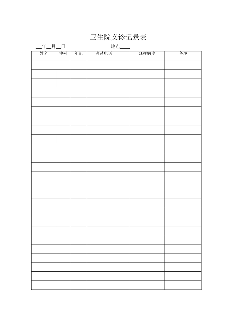 2025年义诊人员登记表_第1页
