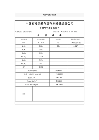 2025年天然气气质分析报告