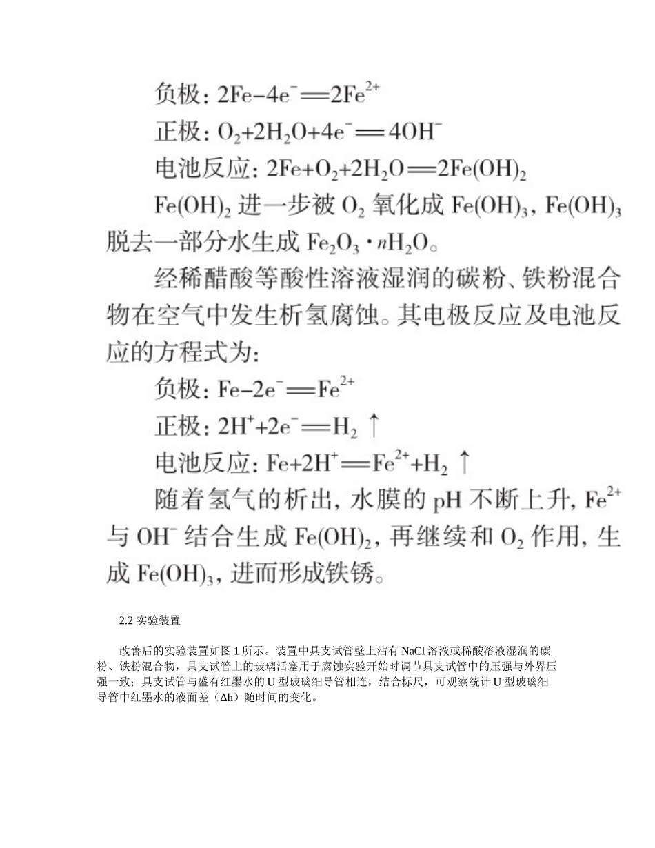 2025年铁的析氢腐蚀和吸氧腐蚀的实验原理探查_第2页