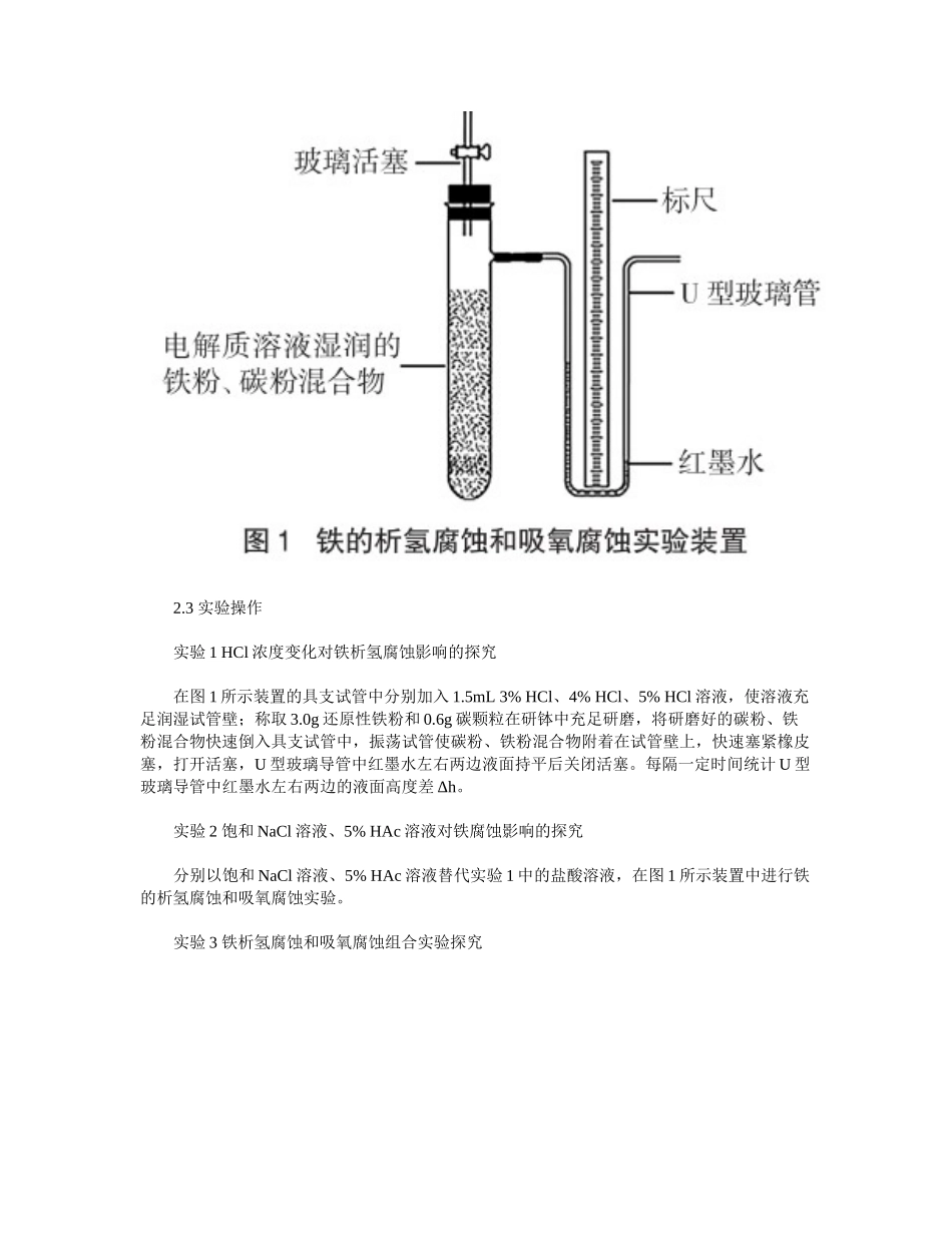 2025年铁的析氢腐蚀和吸氧腐蚀的实验原理探查_第3页