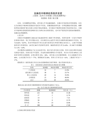 2025年全麻后中枢神经系统并发症