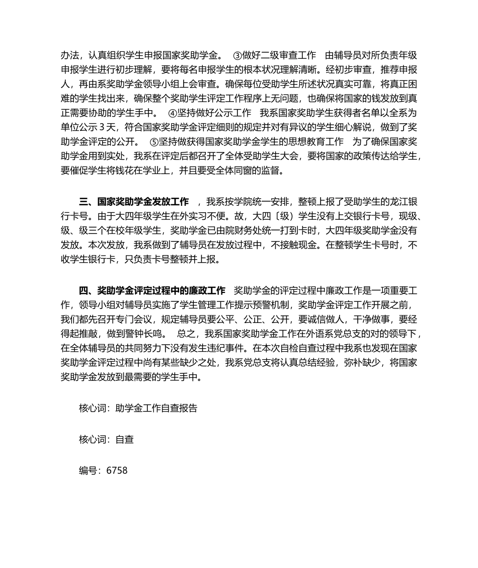 2025年自查：助学金工作自查报告_第3页