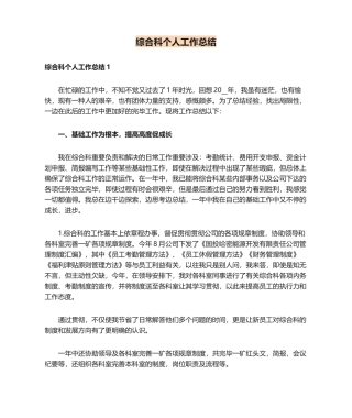 2025年综合科个人工作总结