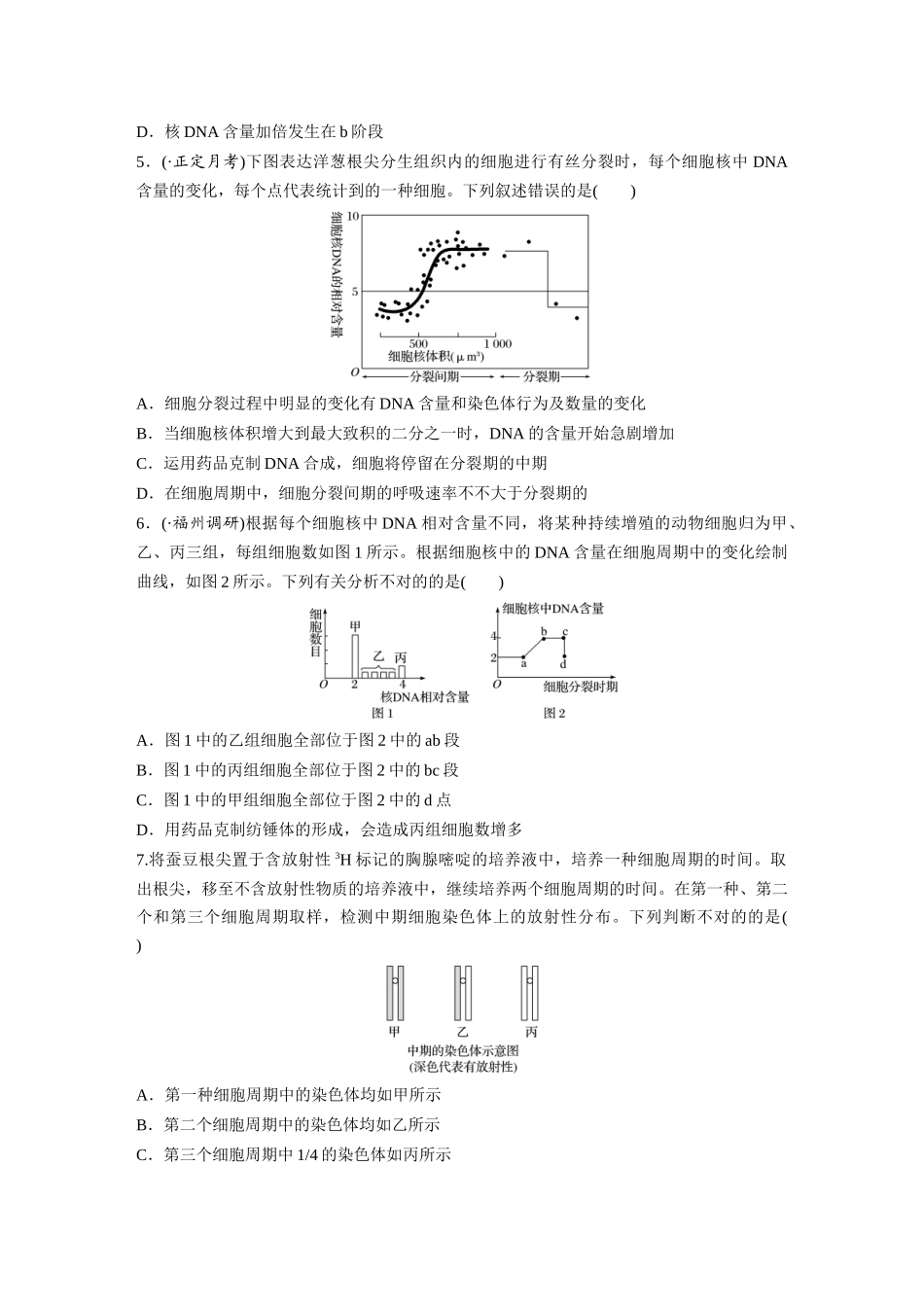 2025年生物小专题训练有丝分裂图像分析_第2页