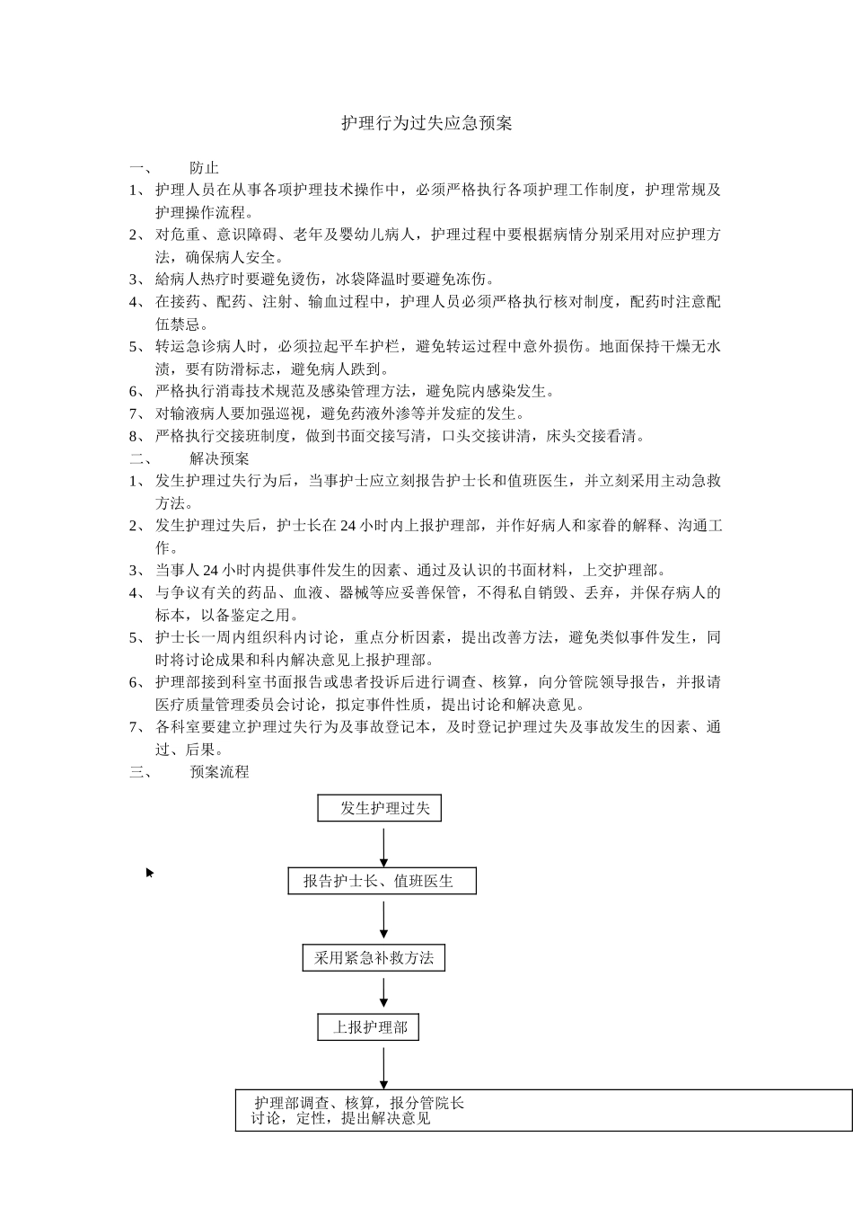 2025年护理行为过失应急预案_第1页