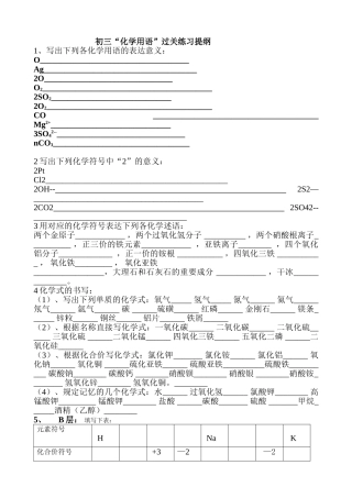 2025年中考化学用语复习题