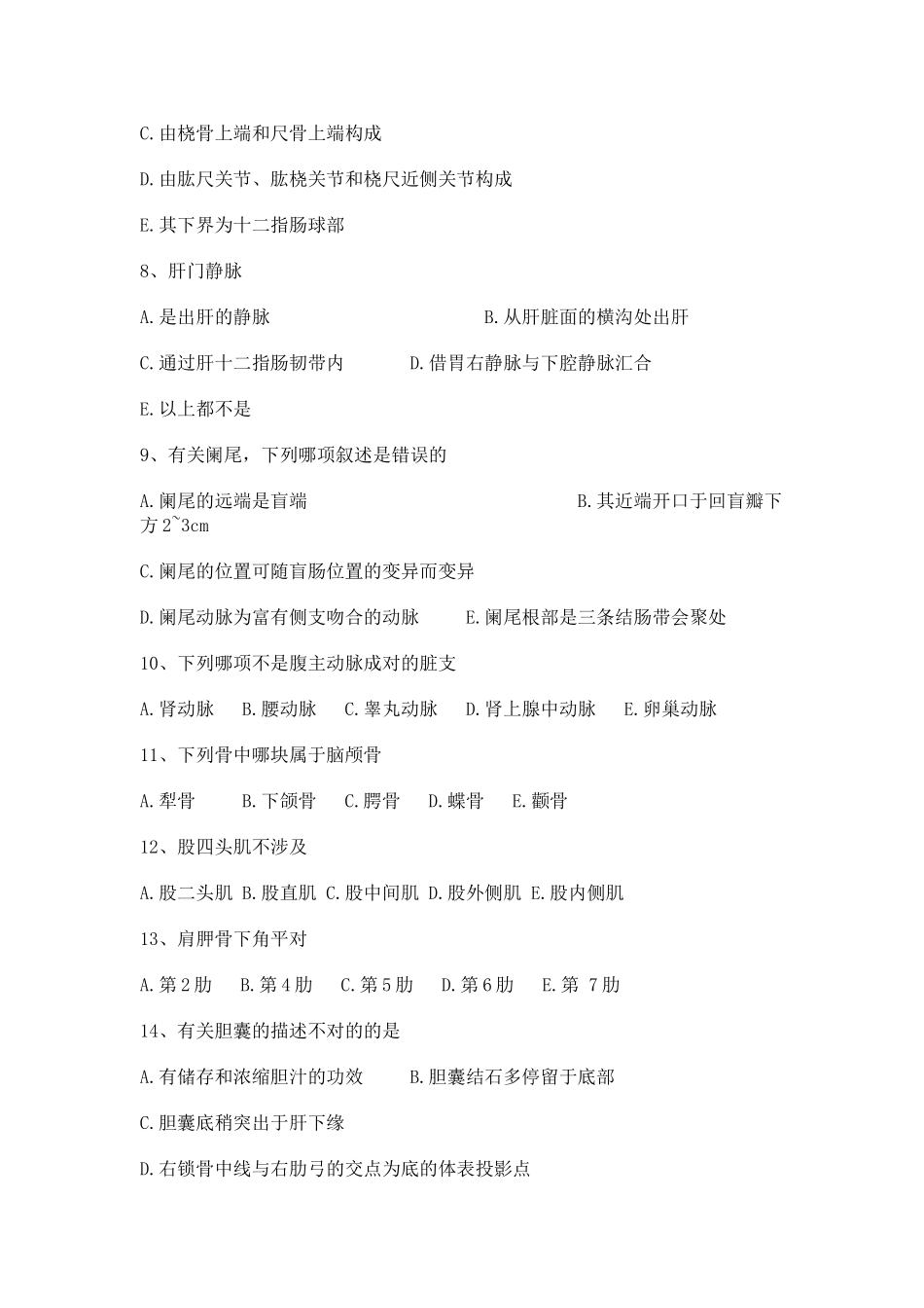 2025年系统解剖学期末试题汇总_第2页