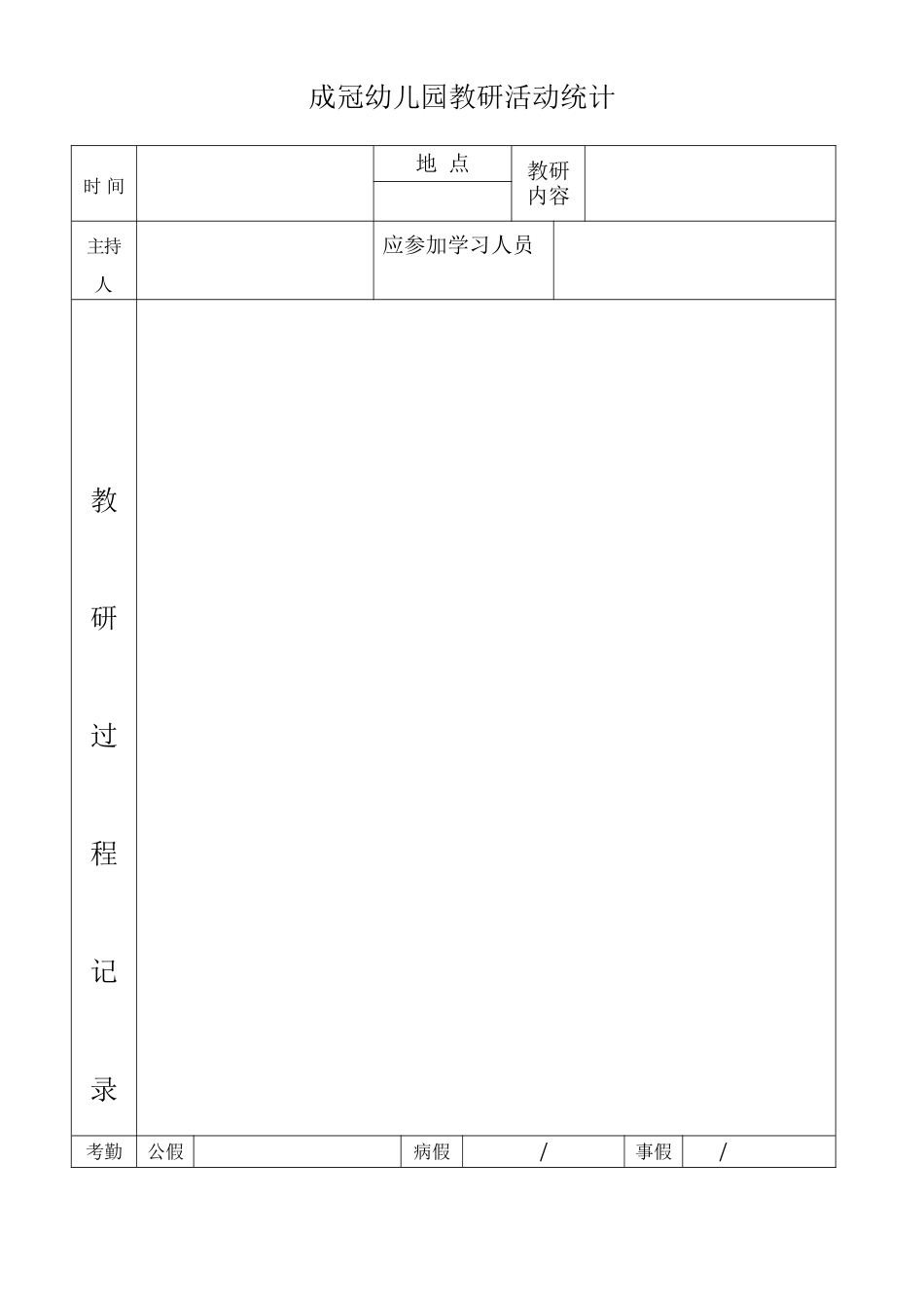 2025年幼儿园教研活动记录表_第1页