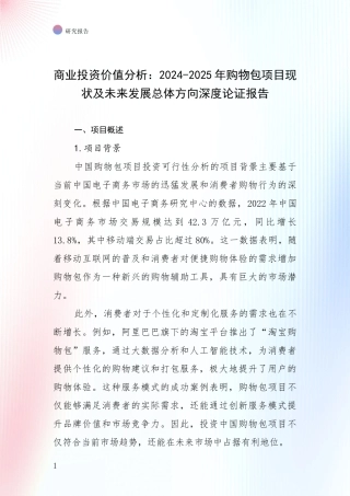 商业投资价值分析：2024-2025年购物包项目现状及未来发展总体方向深度论证报告