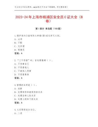 2023-24年上海市杨浦区安全员C证大全（B卷）