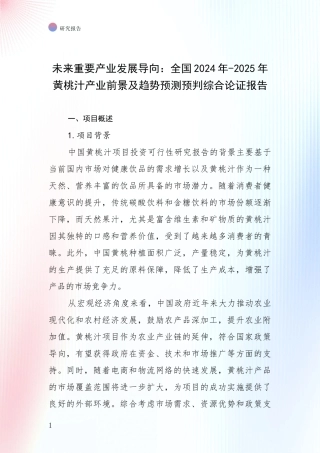 未来重要产业发展导向：全国2024年-2025年黄桃汁产业前景及趋势预测预判综合论证报告