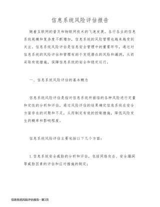 信息系统风险评估报告