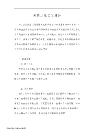 网络运维实习报告