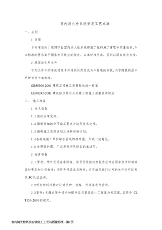 室内消火栓系统安装施工工艺与质量标准