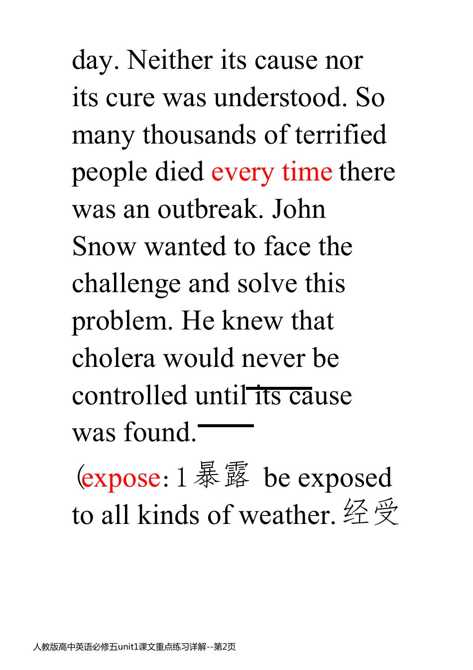人教版高中英语必修五unit1课文重点练习详解_第2页