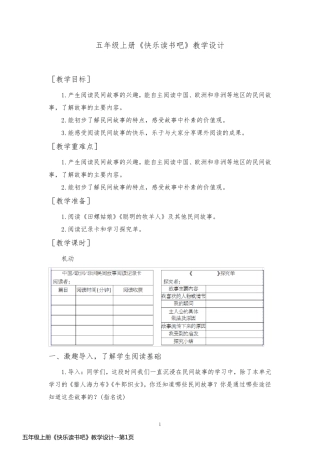 五年级上册《快乐读书吧》教学设计