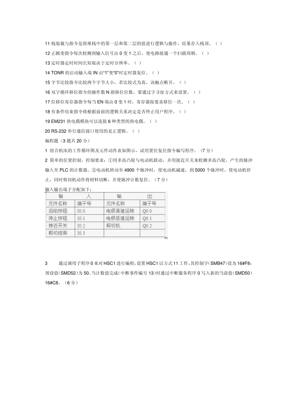S7200PLC编程及应用期末试题集_第3页