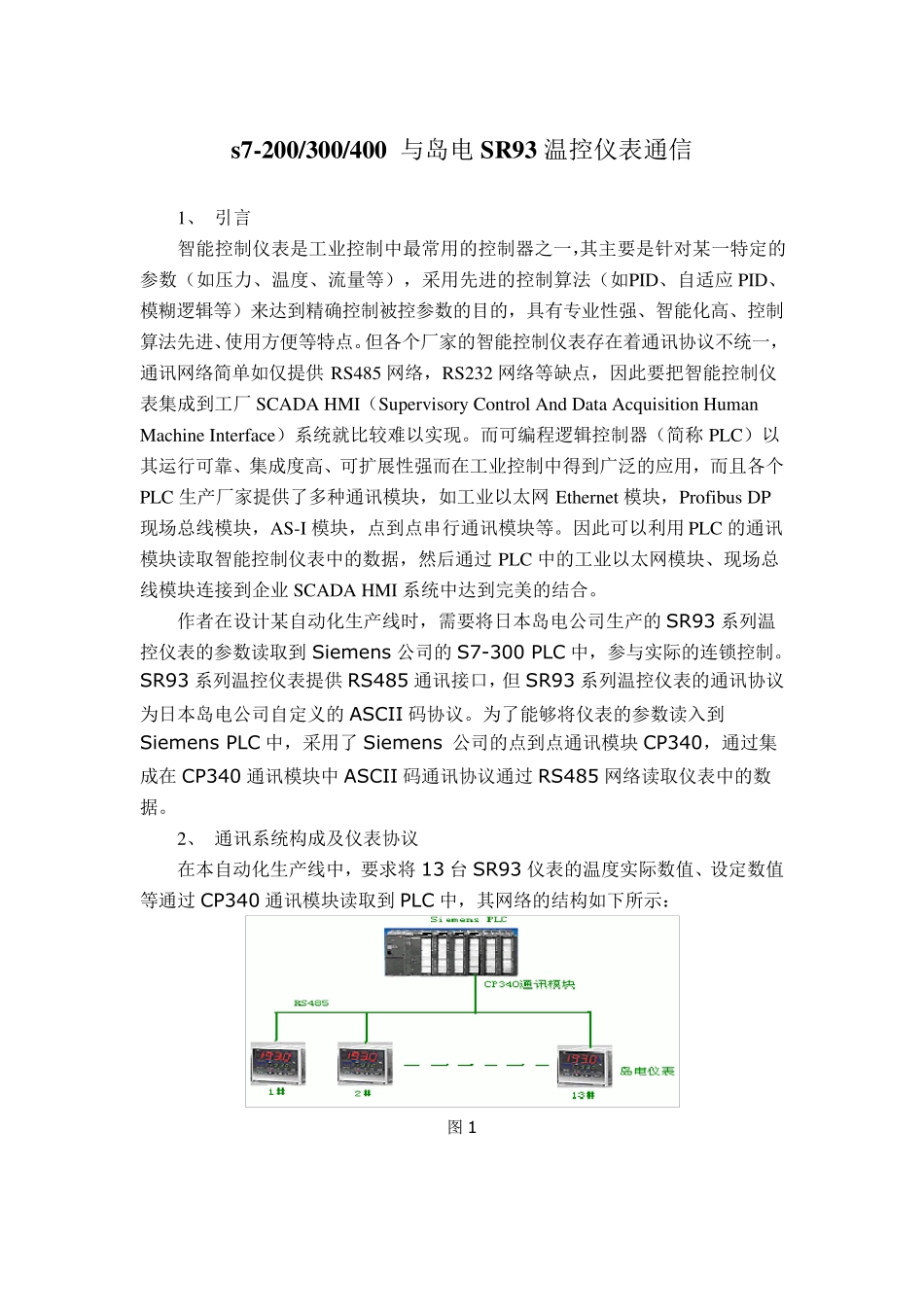 s7200_300_400与岛电SR93温控仪表通信_第1页