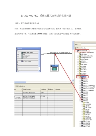 S7300400PLC系统软件冗余调试的常见问题