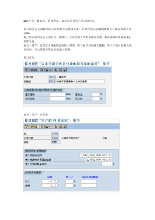 SAP中的容差介绍