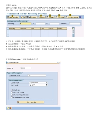 SAP录屏技术BDC