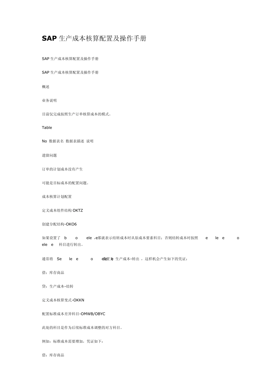 SAP生产成本核算配置及操作手册_第1页