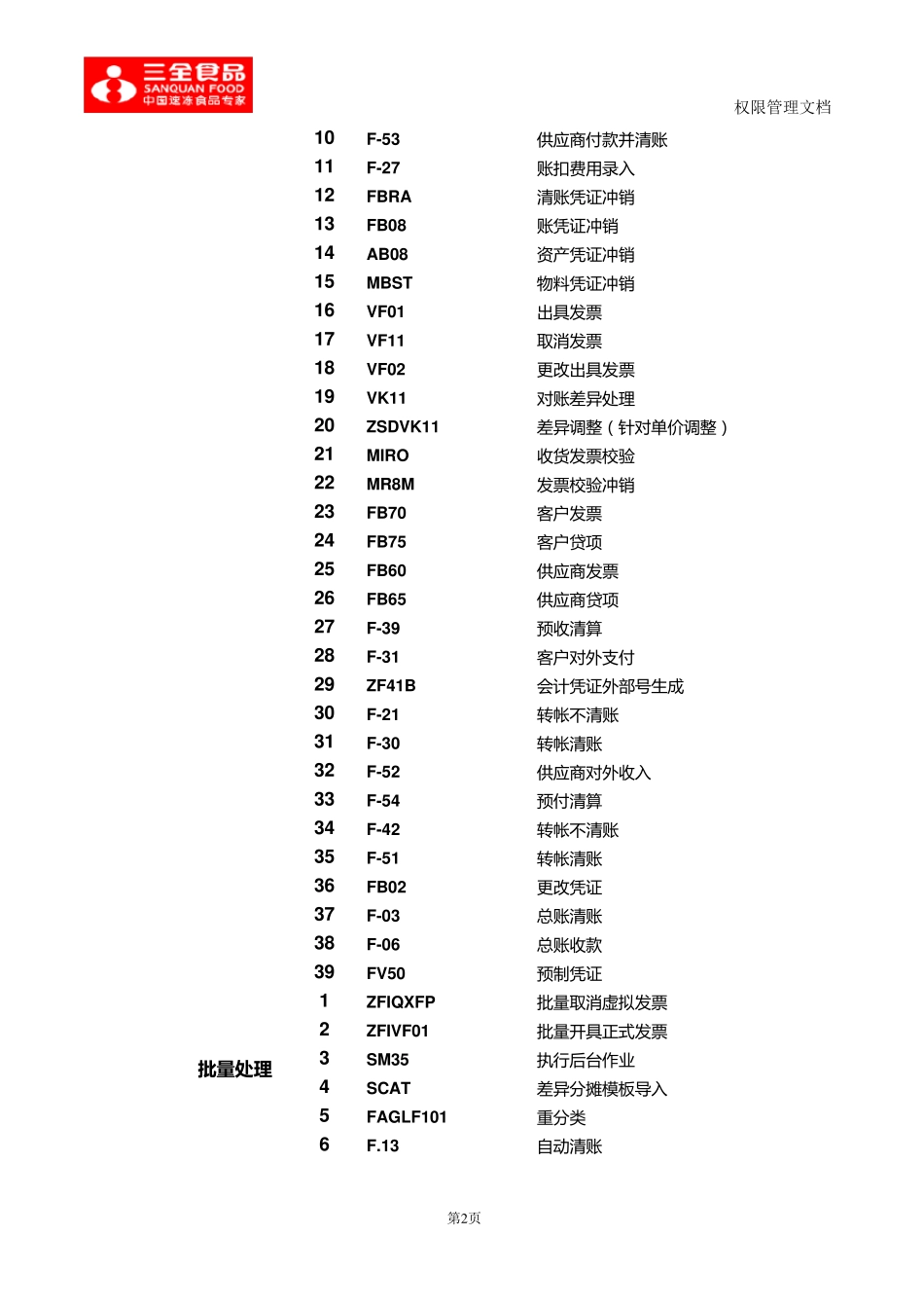 SAP系统常用功能列表_第2页