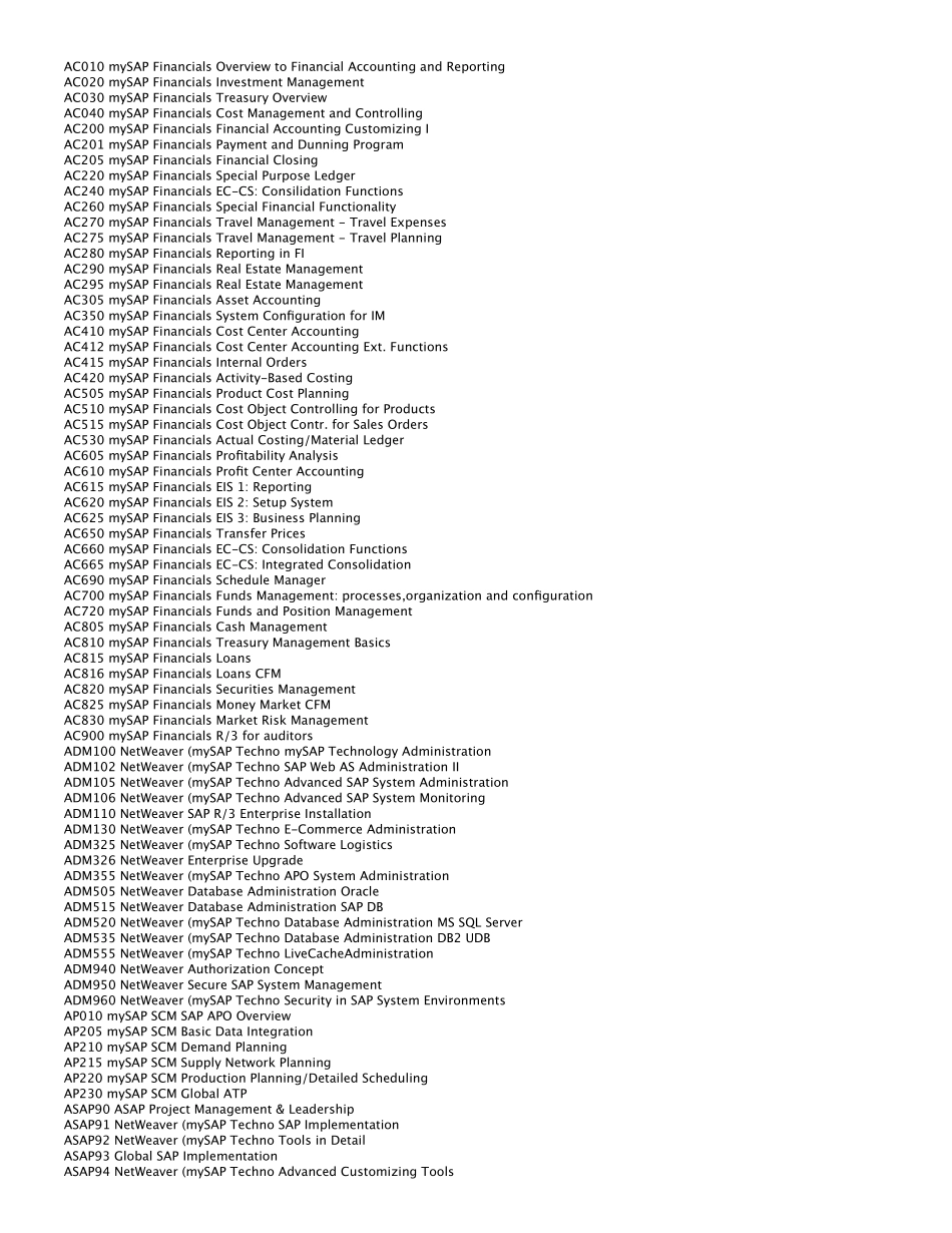 SAP课程列表_第1页