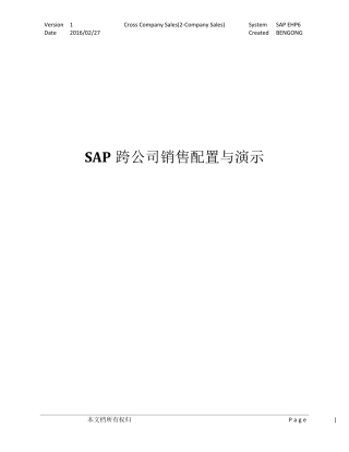 SAP跨公司销售配置与演示NEW