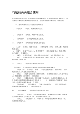 sarlery的均线以及交易系统