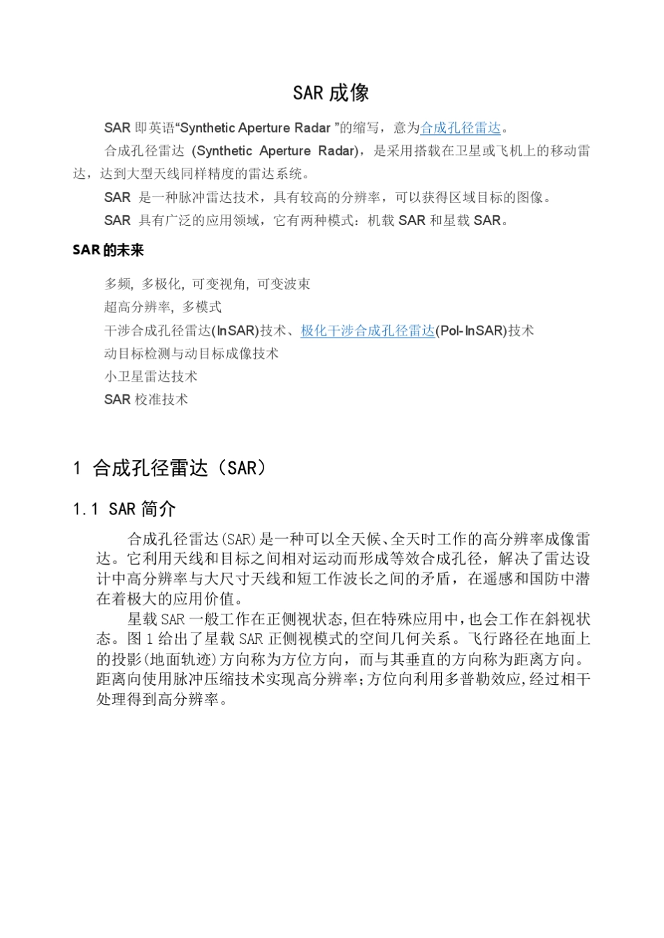 SAR成像及成像算法_第1页