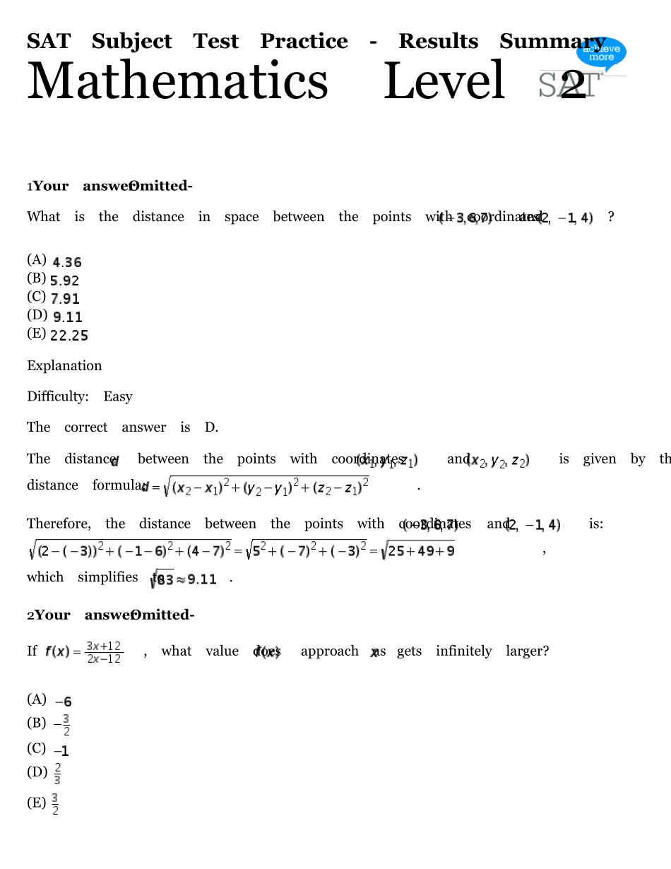 SAT2数学2collegeboard官网全部原题加答案讲解SATSubjectTestMathLevel2_第1页