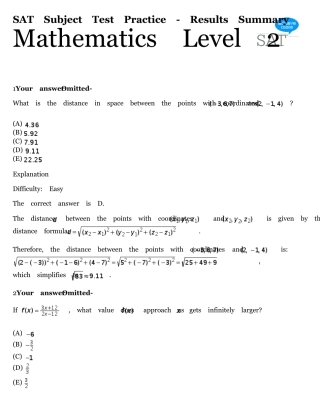 SAT2数学2collegeboard官网全部原题加答案讲解SATSubjectTestMathLevel2