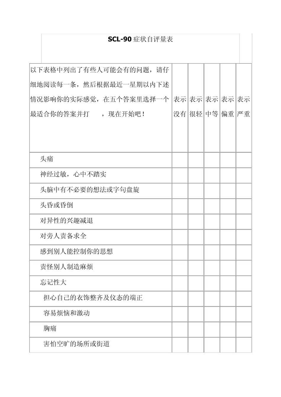 SCL90心理量表_第1页