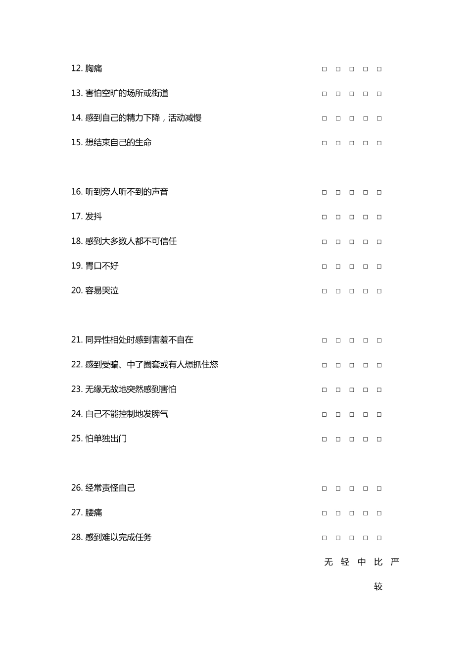 SCL90问卷,评分标准,得分解释_第2页