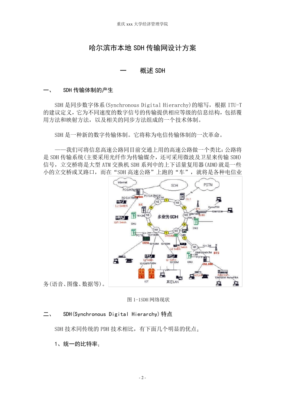 SDH传输网设计方案_第1页